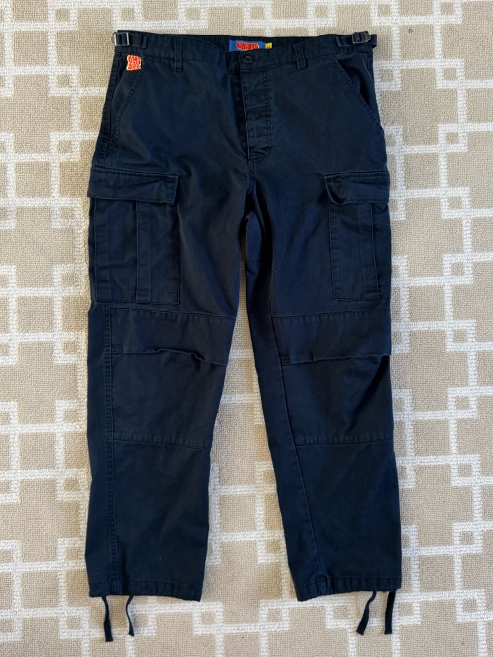 Empyre Black Cargo Pants Utility Skate Adjustable Waist Drawstring Hem 32 - Picture 10 of 11